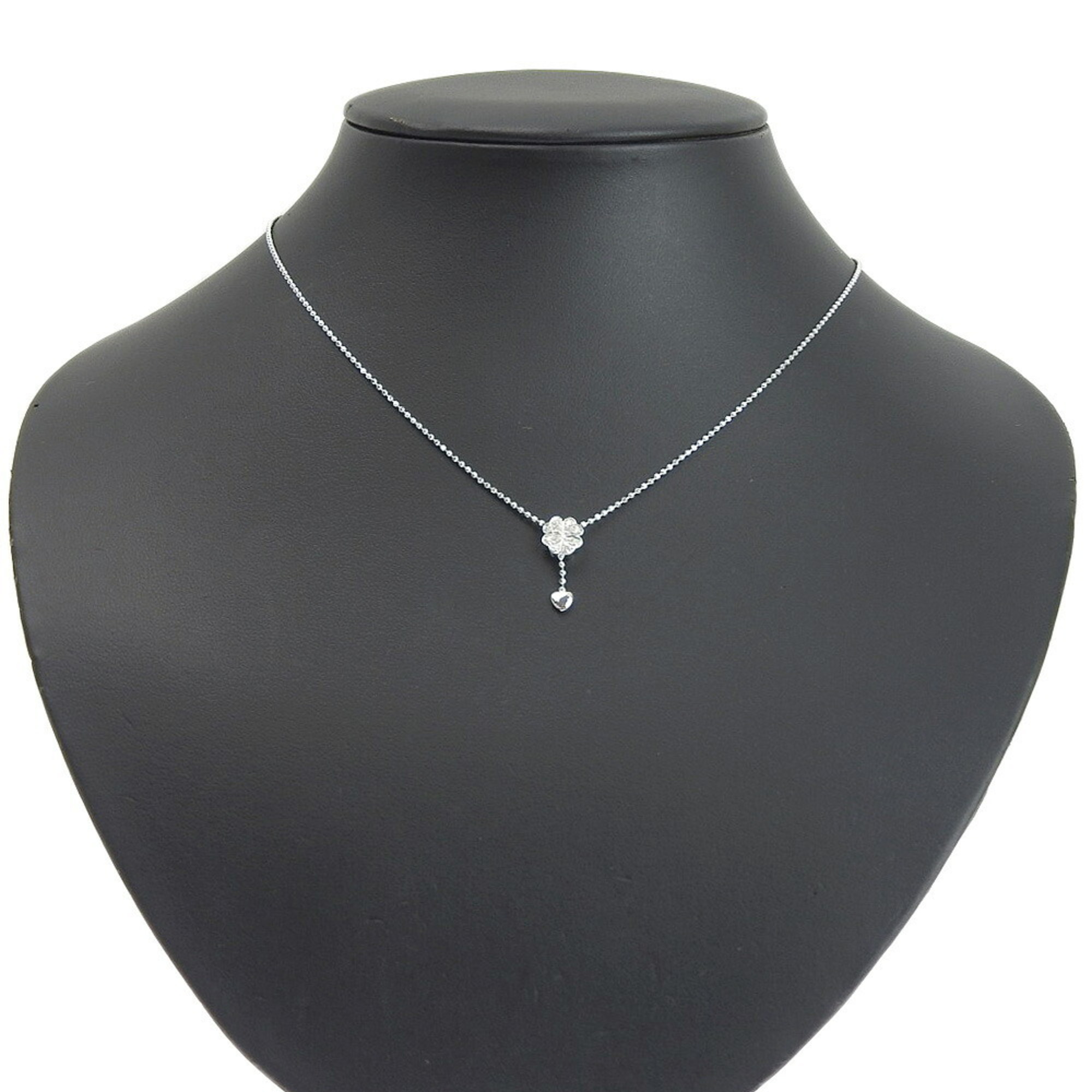 FOLLI FOLLIE Necklace K18WG Mele Diamond 0.09ct Clover Motif