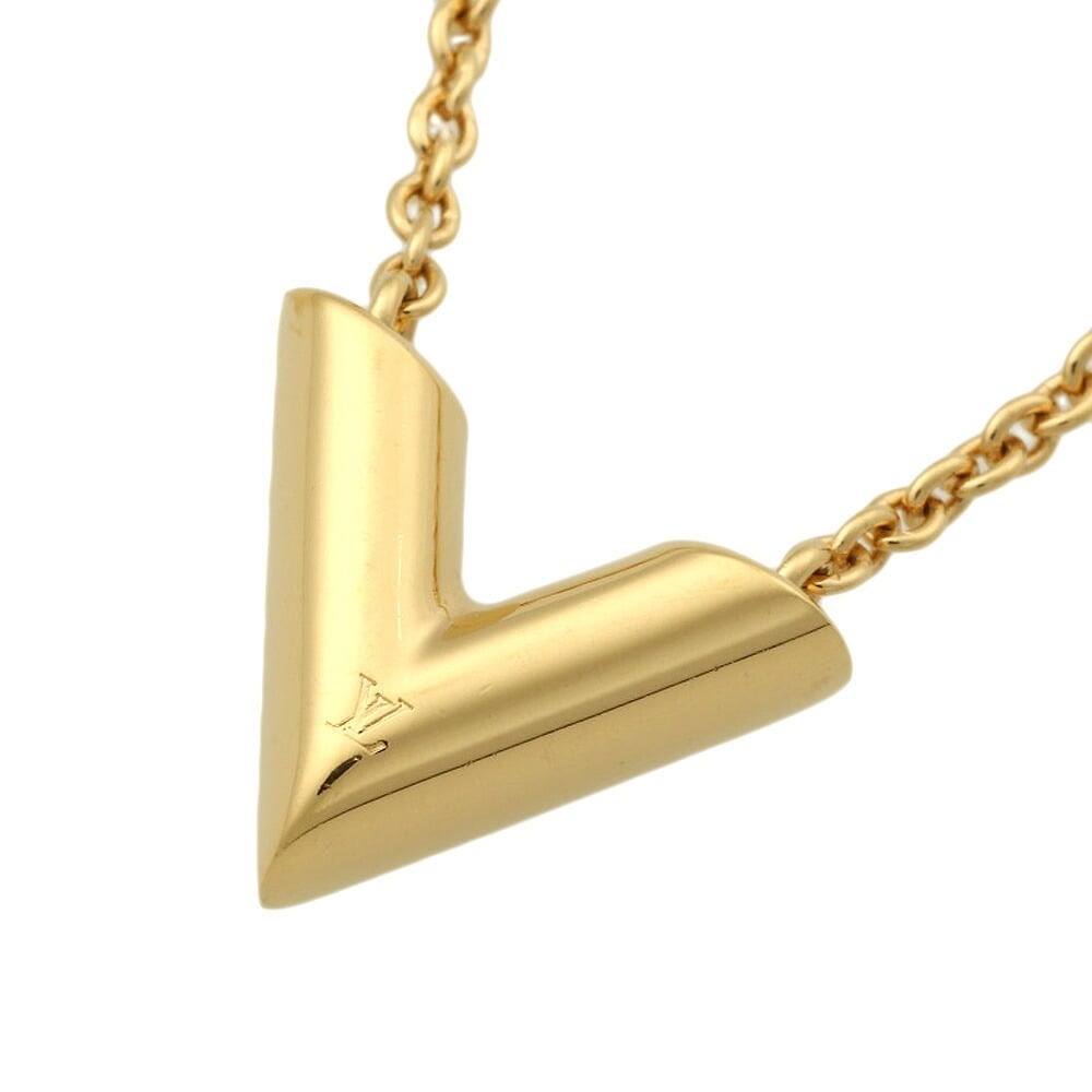 LOUIS VUITTON Essential V Necklace M61083 Gold Plated Women's