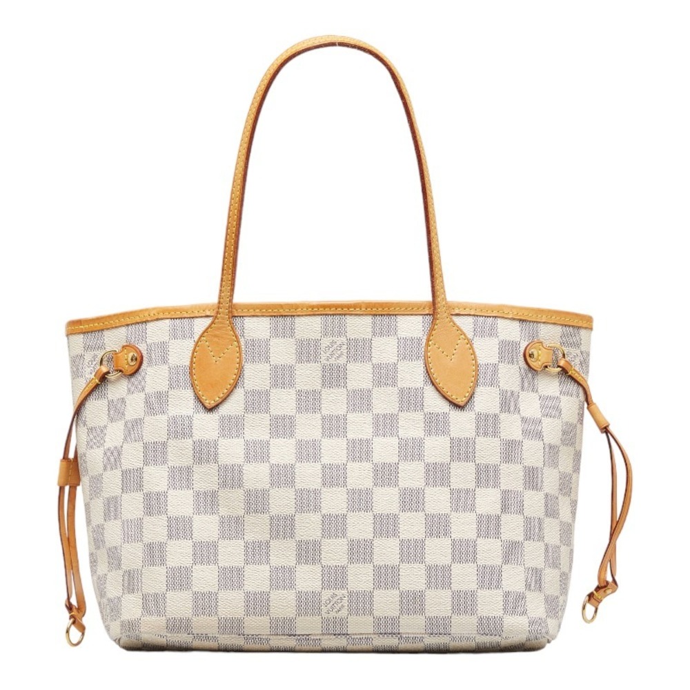 Louis Vuitton Damier Azur Neverfull PM Tote Bag Shoulder N51110 White PVC  Leather Women's LOUIS VUITTON