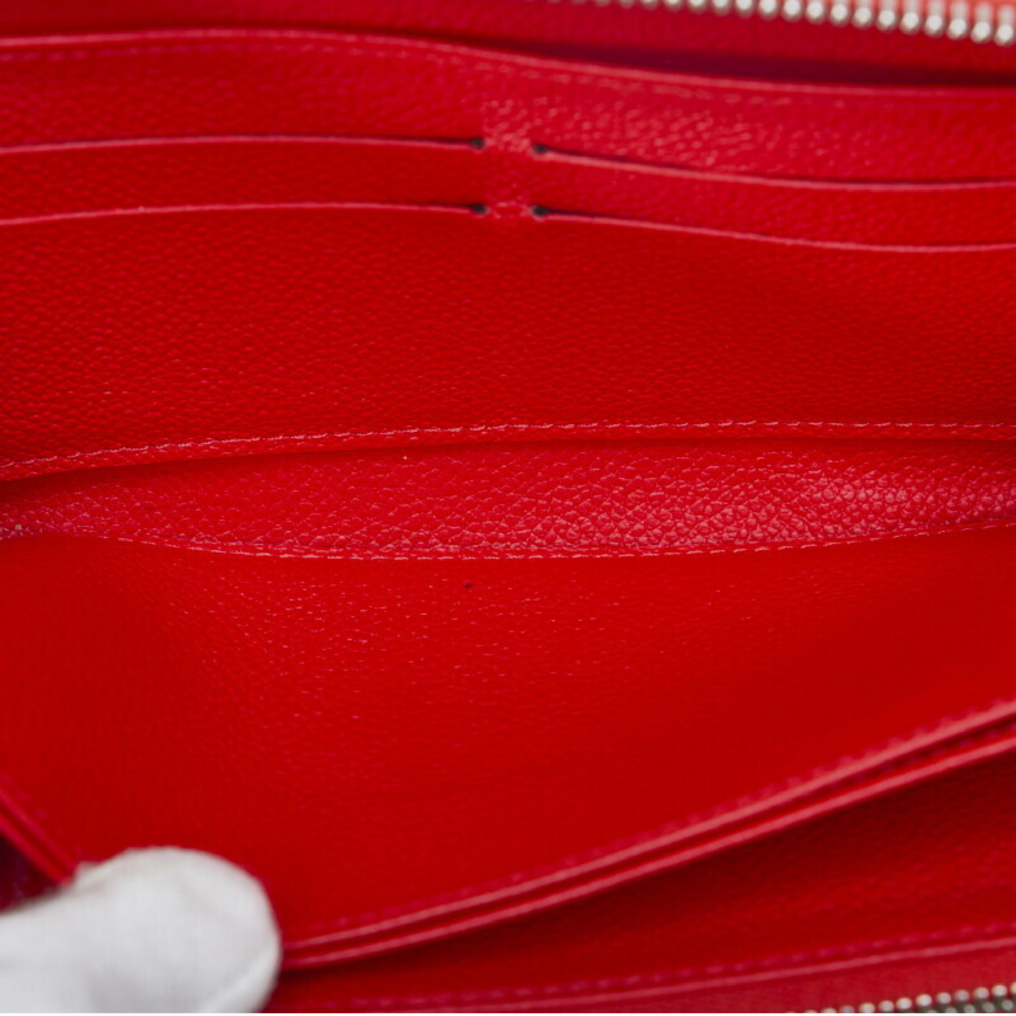 Louis Vuitton Monogram Implant Zippy Long Wallet M61865 Cerise Red Calf Leather Women's LOUIS VUITTON