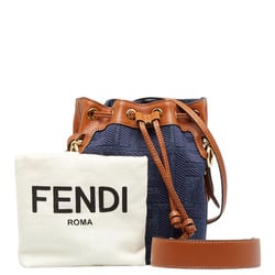 Fendi Zucca Montresor shoulder bag handbag 8BS010 indigo blue brown leather ladies FENDI