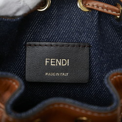Fendi Zucca Montresor shoulder bag handbag 8BS010 indigo blue brown leather ladies FENDI