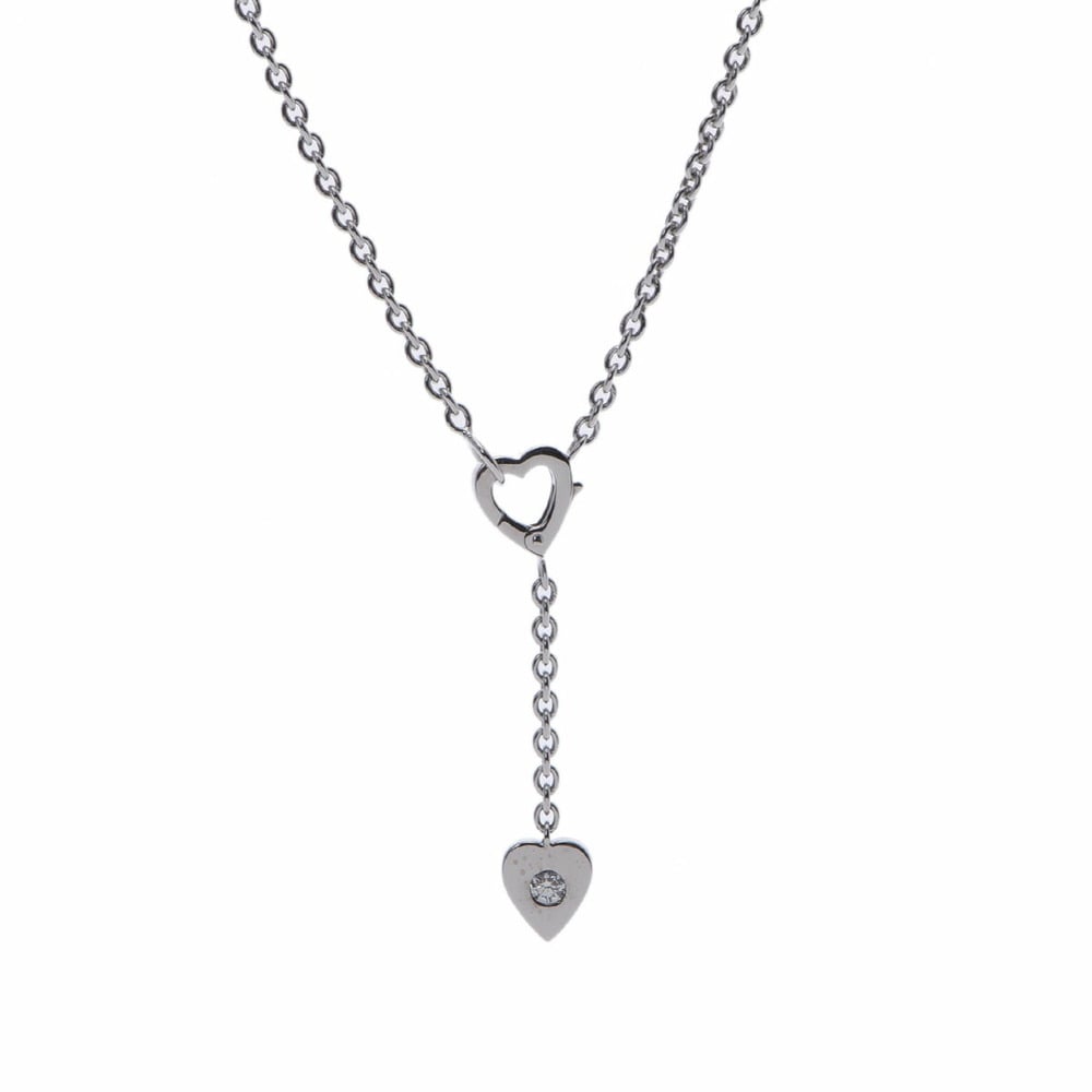 Louis Vuitton Diamond Heart Locket White Gold Pendant Necklace