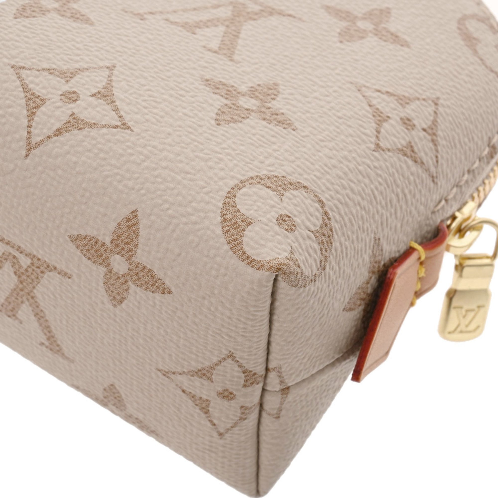 LOUIS VUITTON Monogram Pochette Tick Print Beige M23530 Unisex Canvas Pouch