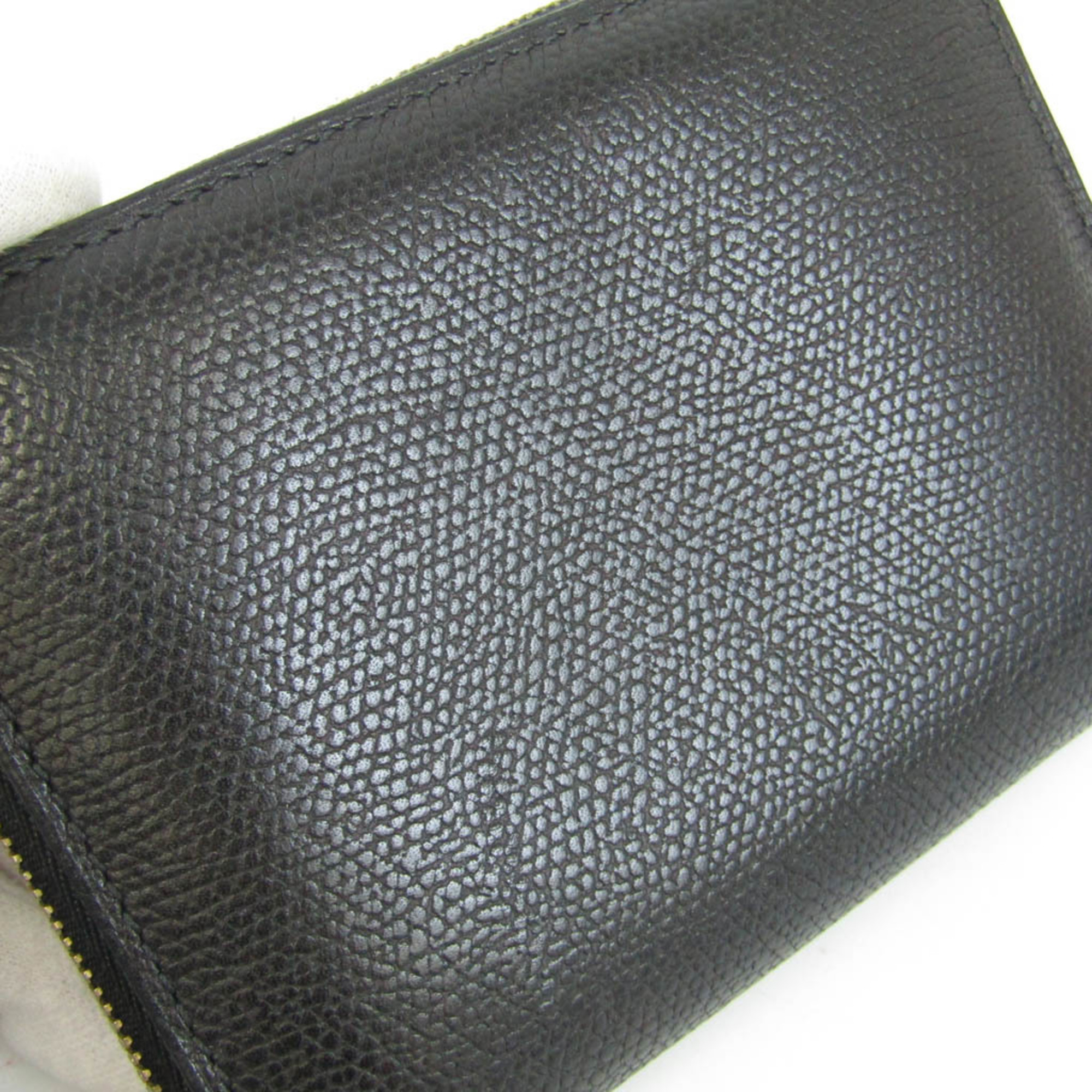 Valextra Medium Round Zip Wallet V9L08 Women,Men Leather Wallet (bi-fold) Black