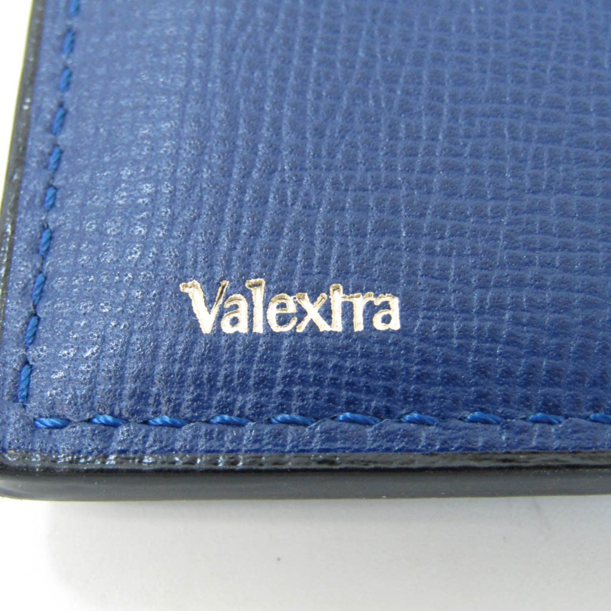 Valextra V8L21 Women,Men Leather Long Bill Wallet (bi-fold) Royal Blue