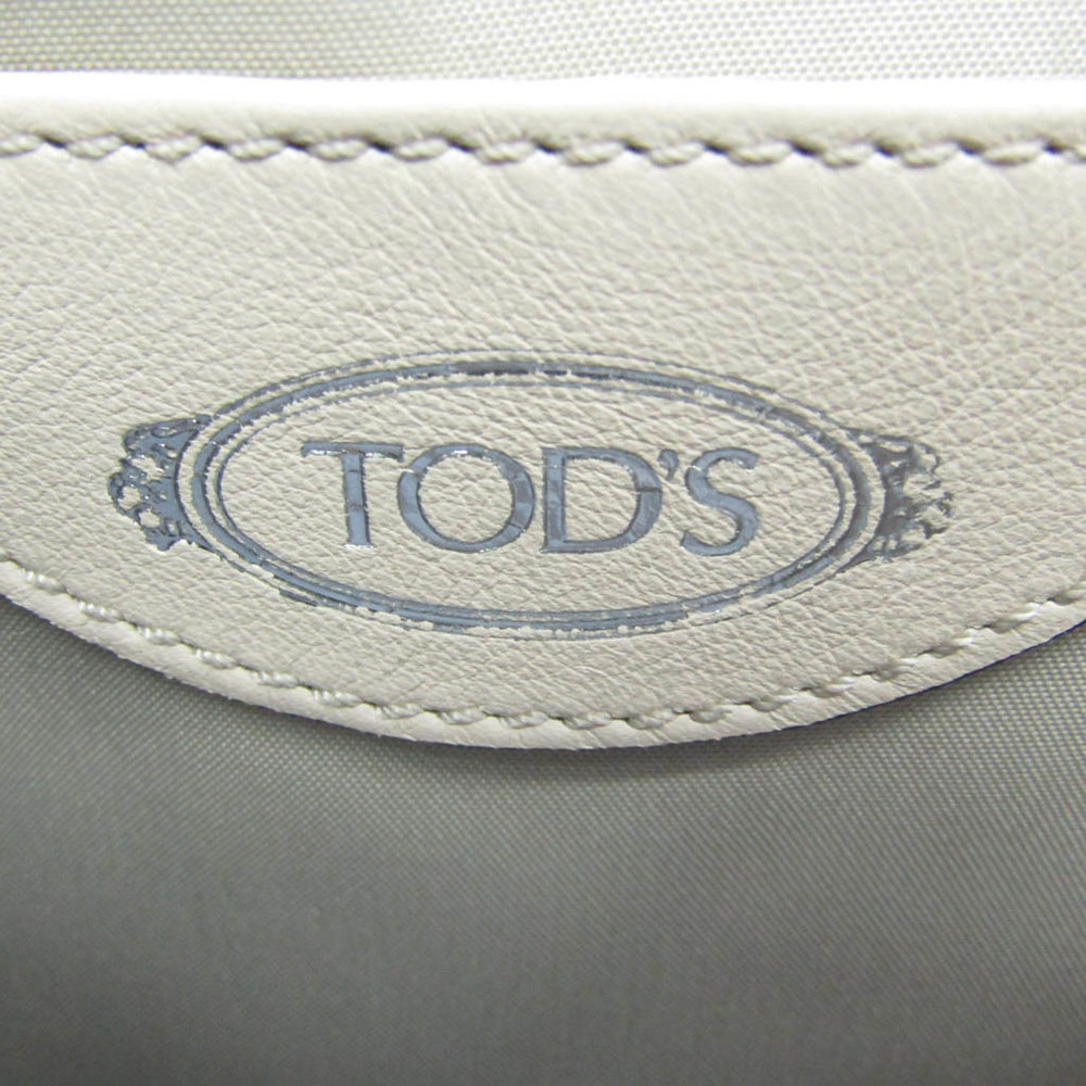 Tod's Logo Plate Women's Patent Leather Shoulder Bag Silver