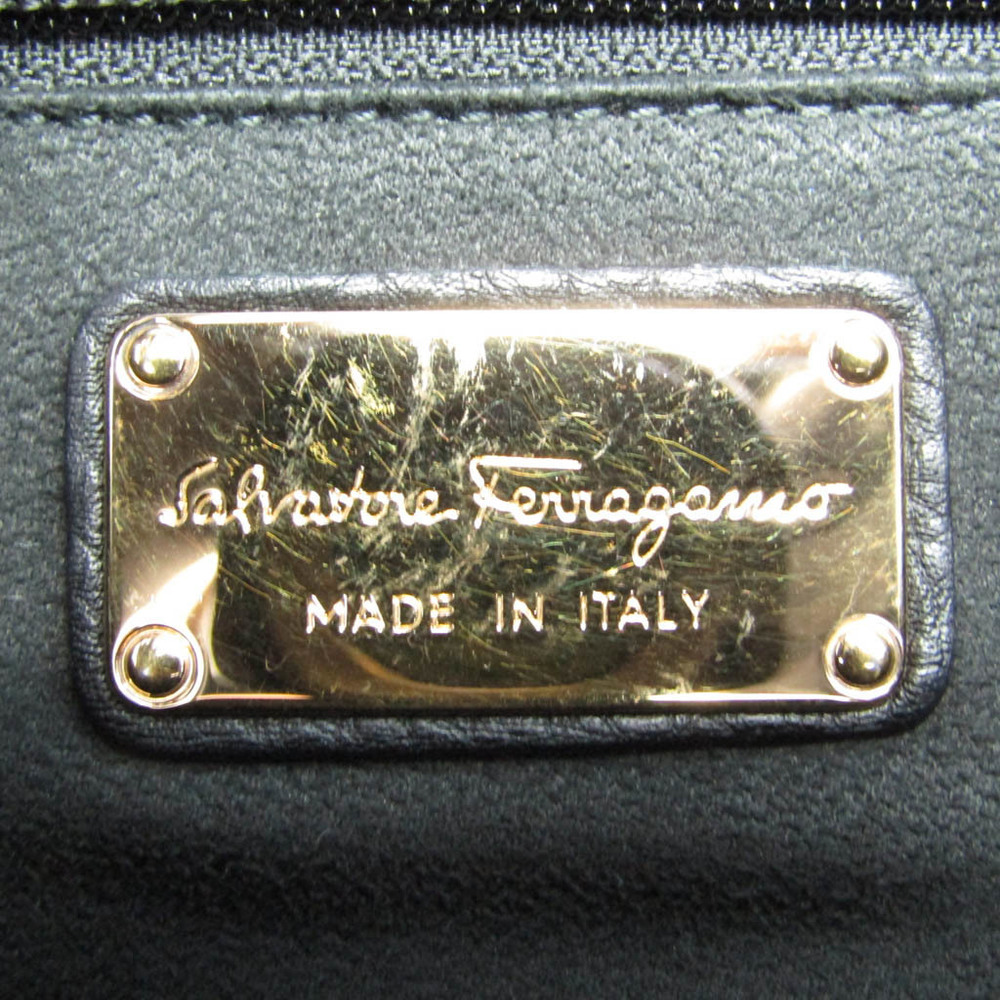 Salvatore Ferragamo Gancini EZ-21 D186 Women's Leather Handbag,Shoulder Bag Black
