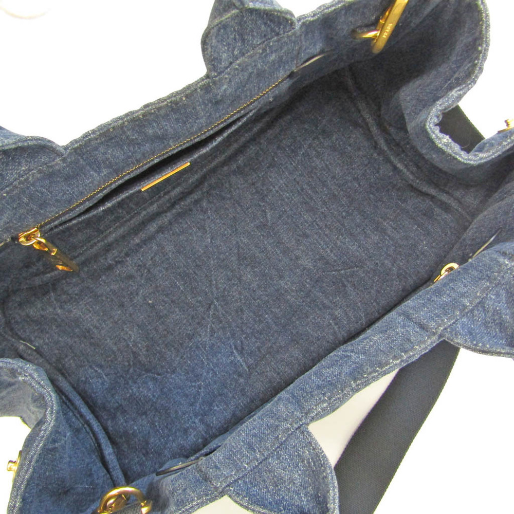 Prada Canapa Denim B1877B Women's Denim Handbag,Shoulder Bag Navy