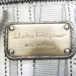 Salvatore Ferragamo Gancini EE-21 A855 Women's Leather Shoulder Bag Metallic Blue