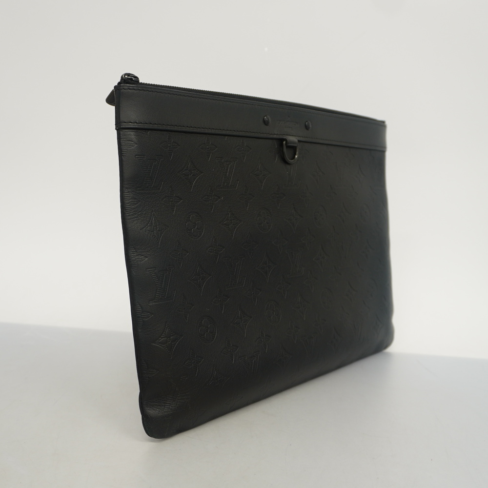 Louis Vuitton Monogram Shadow Clutch Bag Pouch M62903 Black Leather  Men's
