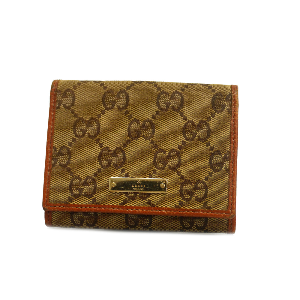 Auth Gucci 131886 GG Canvas Business Card Case Beige