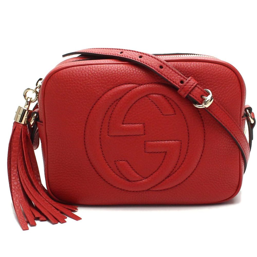 Gucci Soho Disco Small Red Pebbled Leather Bag used