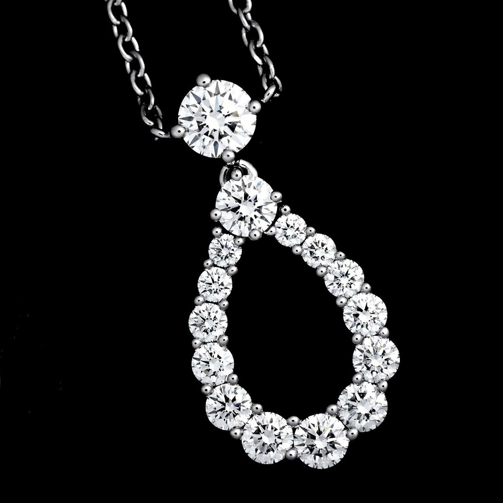 Harry Winston Platinium H W Logo Charm 49 Diamonds Necklace Harry Winston