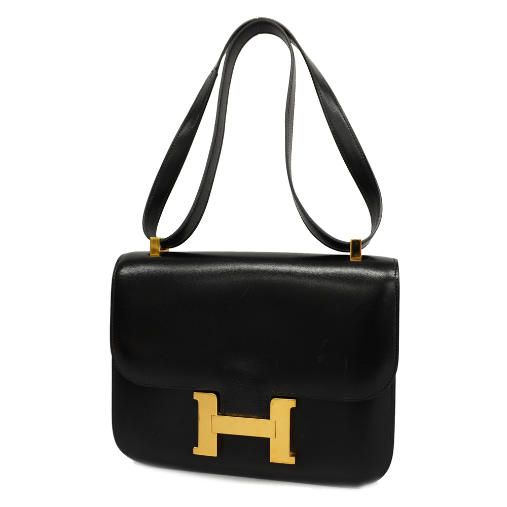 Hermes Black Box Calf Leather Gold Hardware Constance 23 Bag Hermes