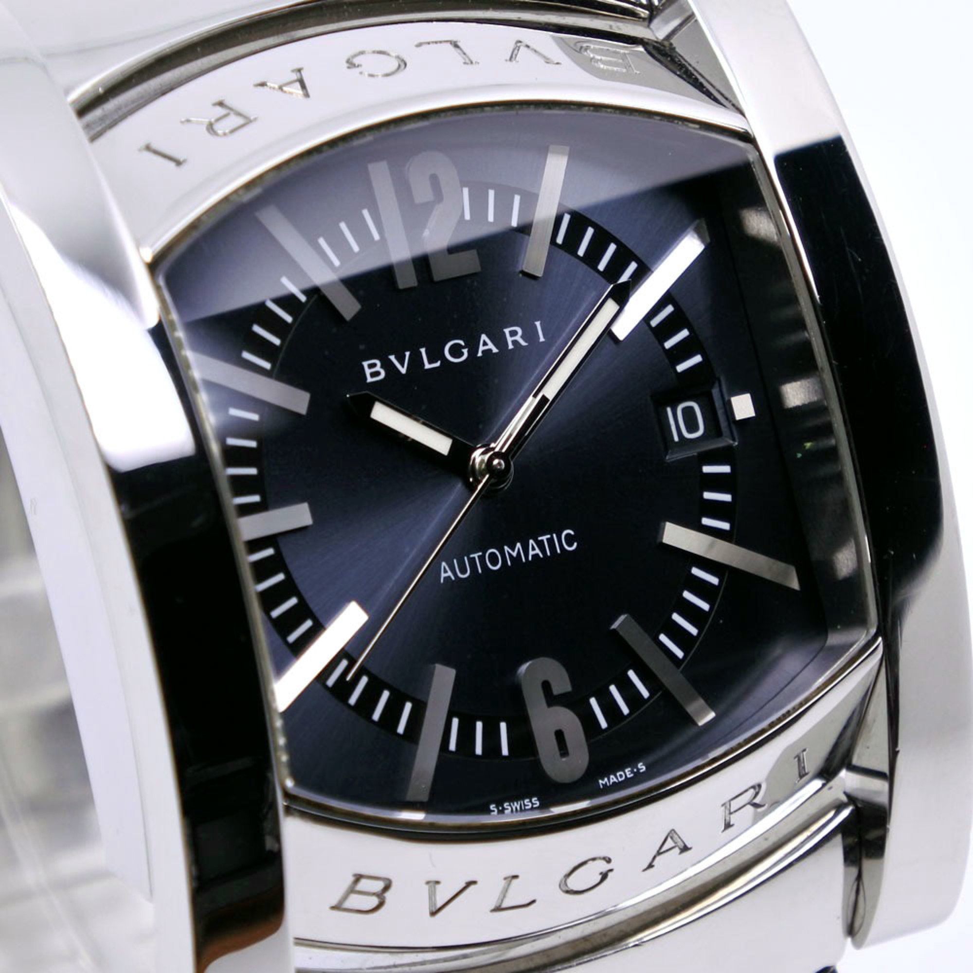 Bvlgari Ashoma Watch AA48S Stainless Steel Silver Automatic Men's Navy Dial