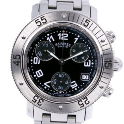 Hermes Diver's Watch Clipper CL2.310 Stainless Steel Silver Quartz Chronograph Ladies Black Dial