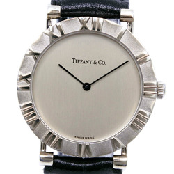 Tiffany Atlas Watch D286753 Stainless Steel x Leather Black Quartz Analog Display Men's Silver Dial