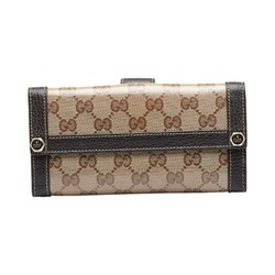 Gucci GG Crystal Long Wallet Double 231839 Beige Brown PVC Leather Women's GUCCI