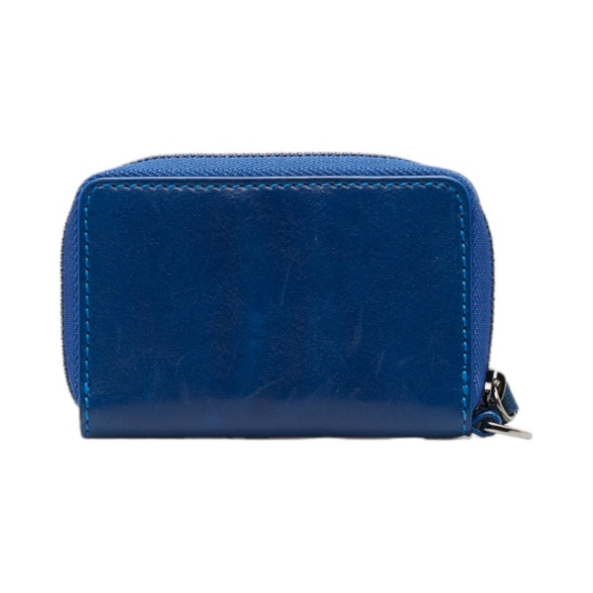 Jimmy Choo Card Case Pass Round Blue Leather Ladies JIMMY CHOO