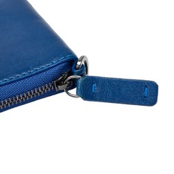 Jimmy Choo Card Case Pass Round Blue Leather Ladies JIMMY CHOO