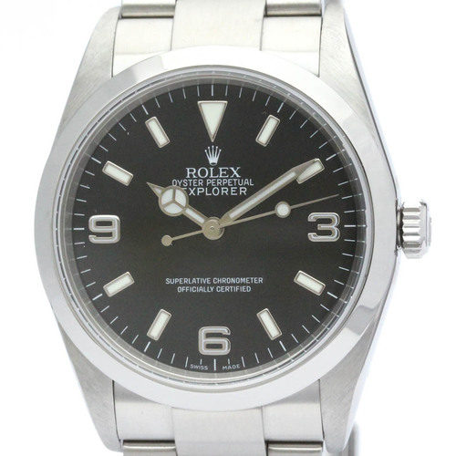 Polished ROLEX Explorer I F Serial Steel Automatic  Mens Watch 114270 BF563314