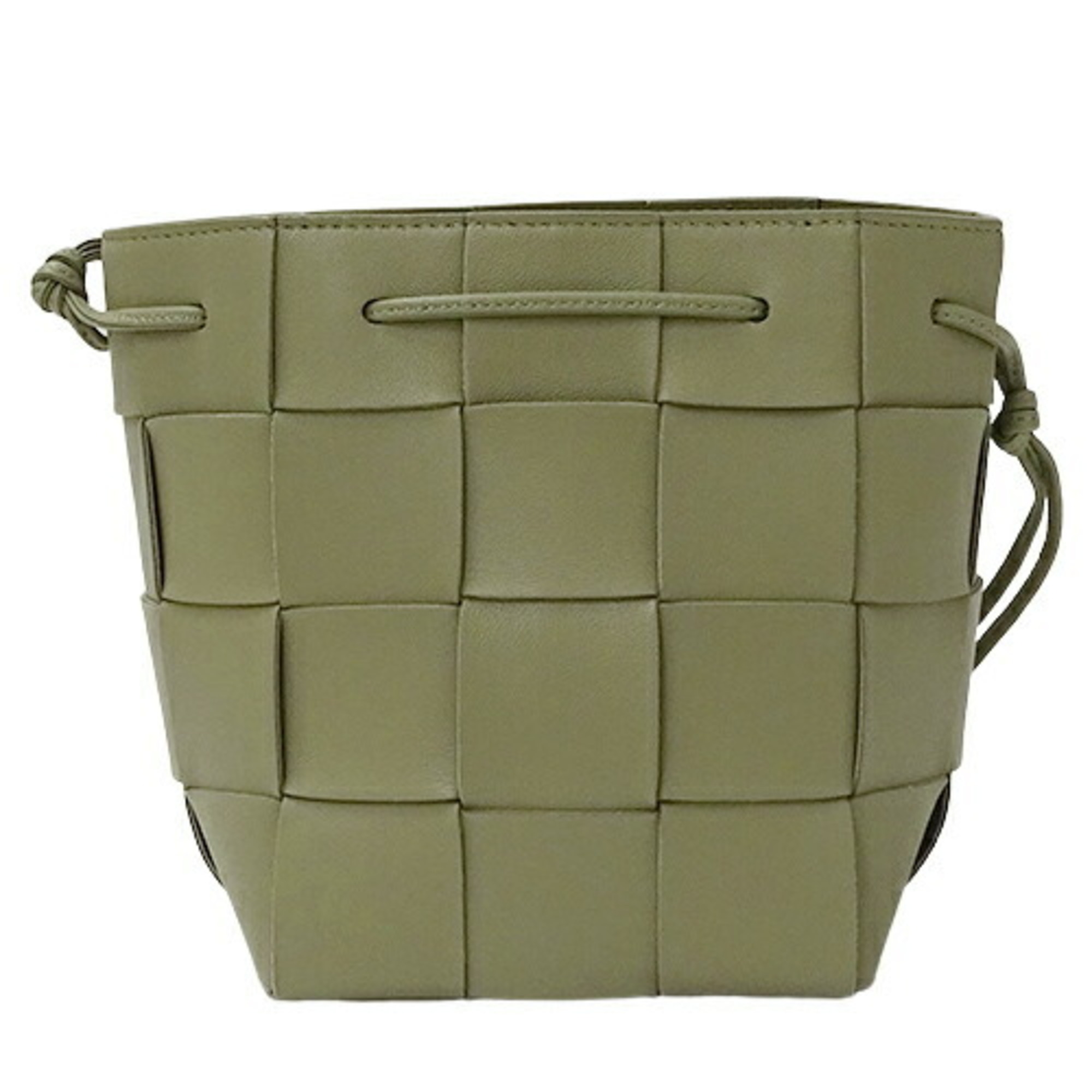 BOTTEGA VENETA Bag Women's Shoulder Intrecciato Small Cassette Crossbody Bucket Lambskin Leather Travertine Green Beige Type
