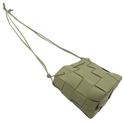 BOTTEGA VENETA Bag Women's Shoulder Intrecciato Small Cassette Crossbody Bucket Lambskin Leather Travertine Green Beige Type