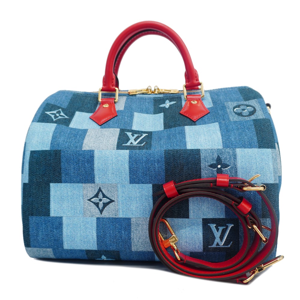 3ad3512]Auth Louis Vuitton 2WAY Bag Monogram Denim Speedy Bandouliere 30  M45041