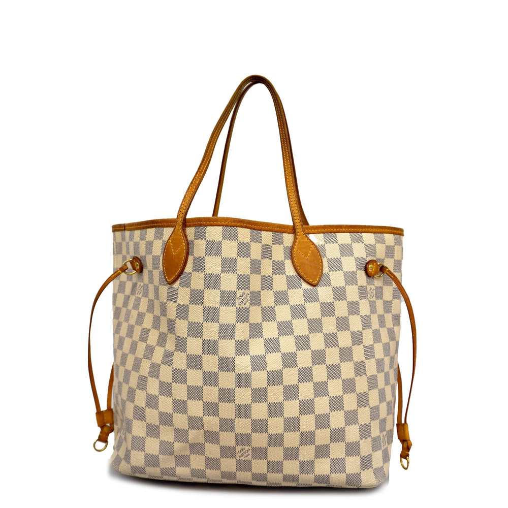Authentic Louis Vuitton Damier Azur Neverfull MM Tote Bag N51107