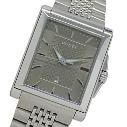 GUCCI Watch Men's G Timeless Sherry Date Quartz Stainless Steel SS 138.4 YA138402 Silver Brown Square Polished
