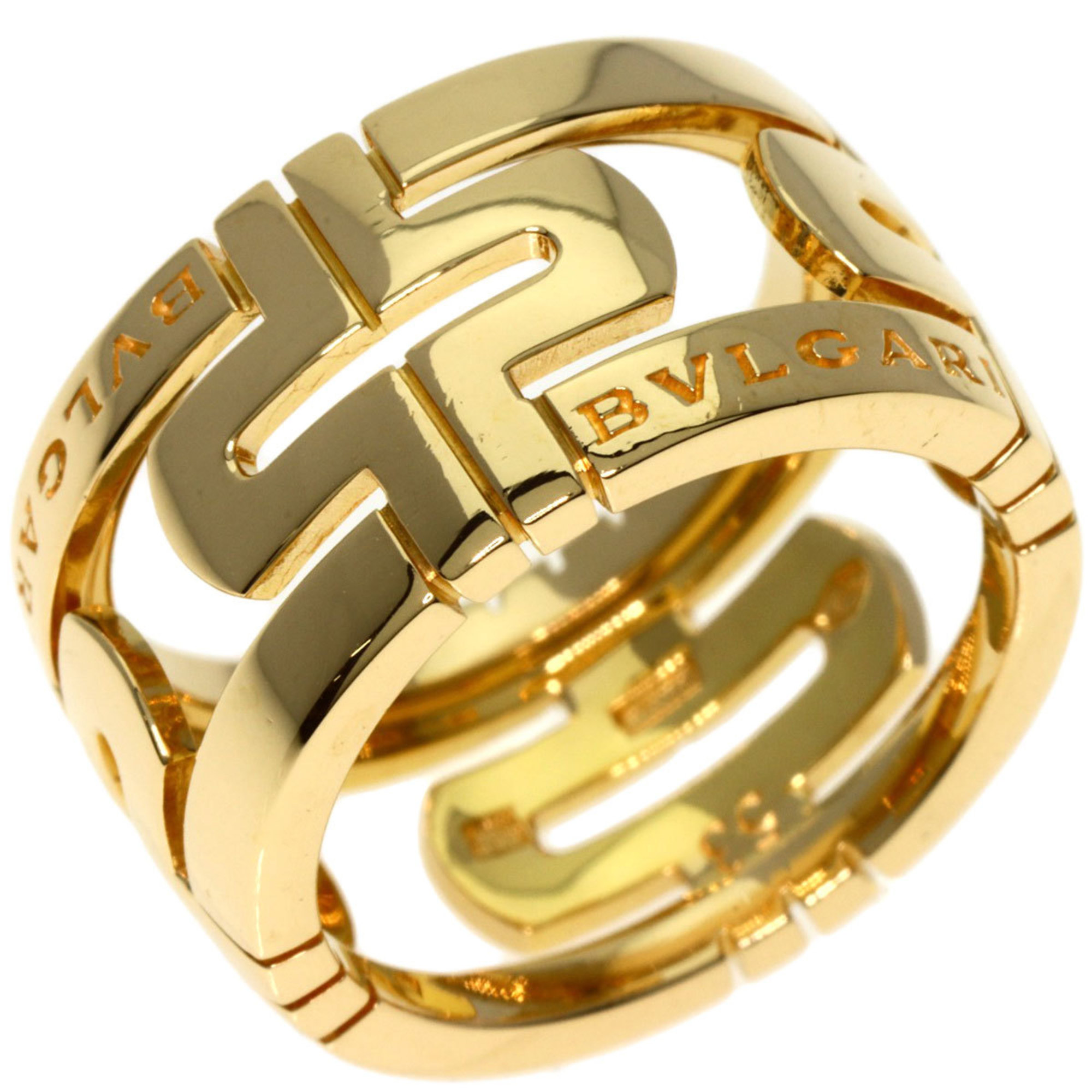 BVLGARI Parentesi Openwork Large Ring #53 K18 Yellow Gold Women's