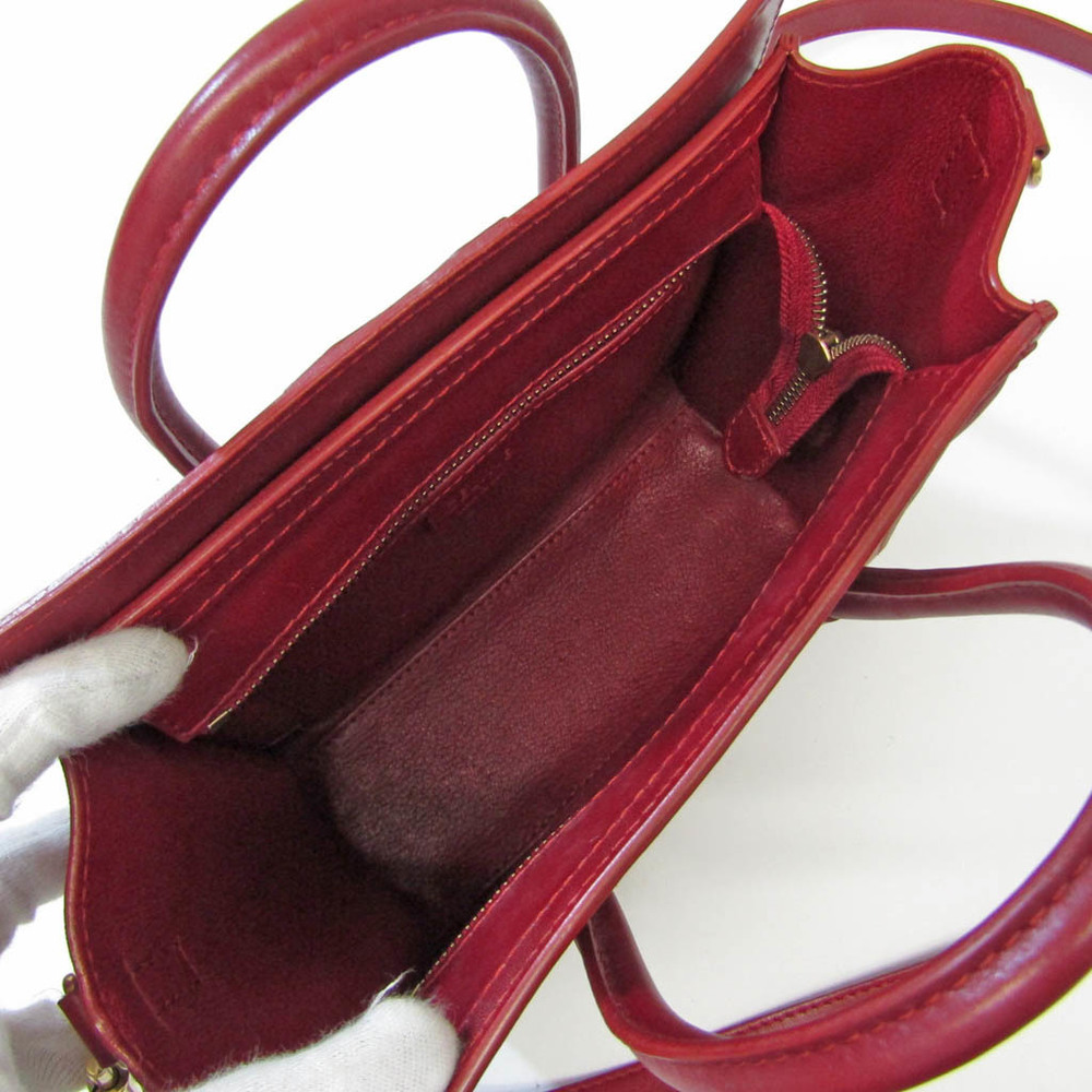 Celine Luggage Nano Shopper Women's Leather Handbag,Shoulder Bag Dark Red