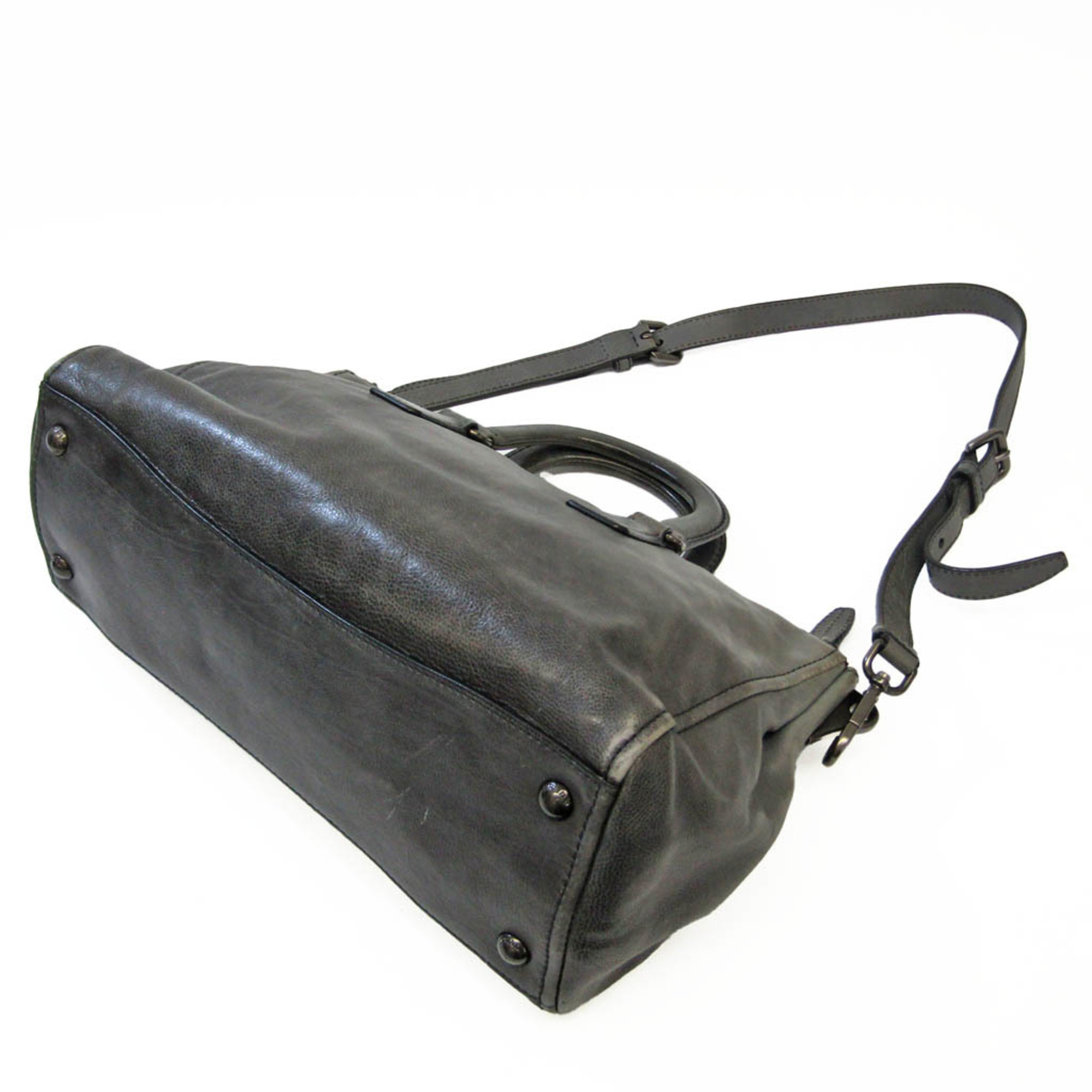 Prada BL0739 Women's Leather Handbag,Shoulder Bag Gray,Gray Navy