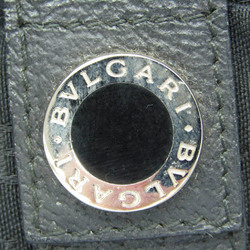 Bvlgari Logomania Women's Nylon Canvas,Leather Tote Bag Black