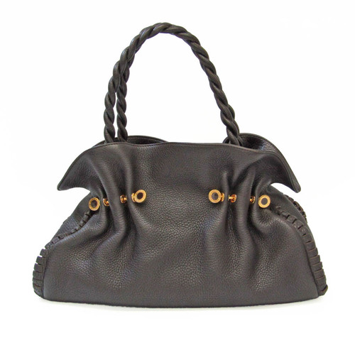 Bvlgari 29433 Women's Leather Handbag Dark Brown