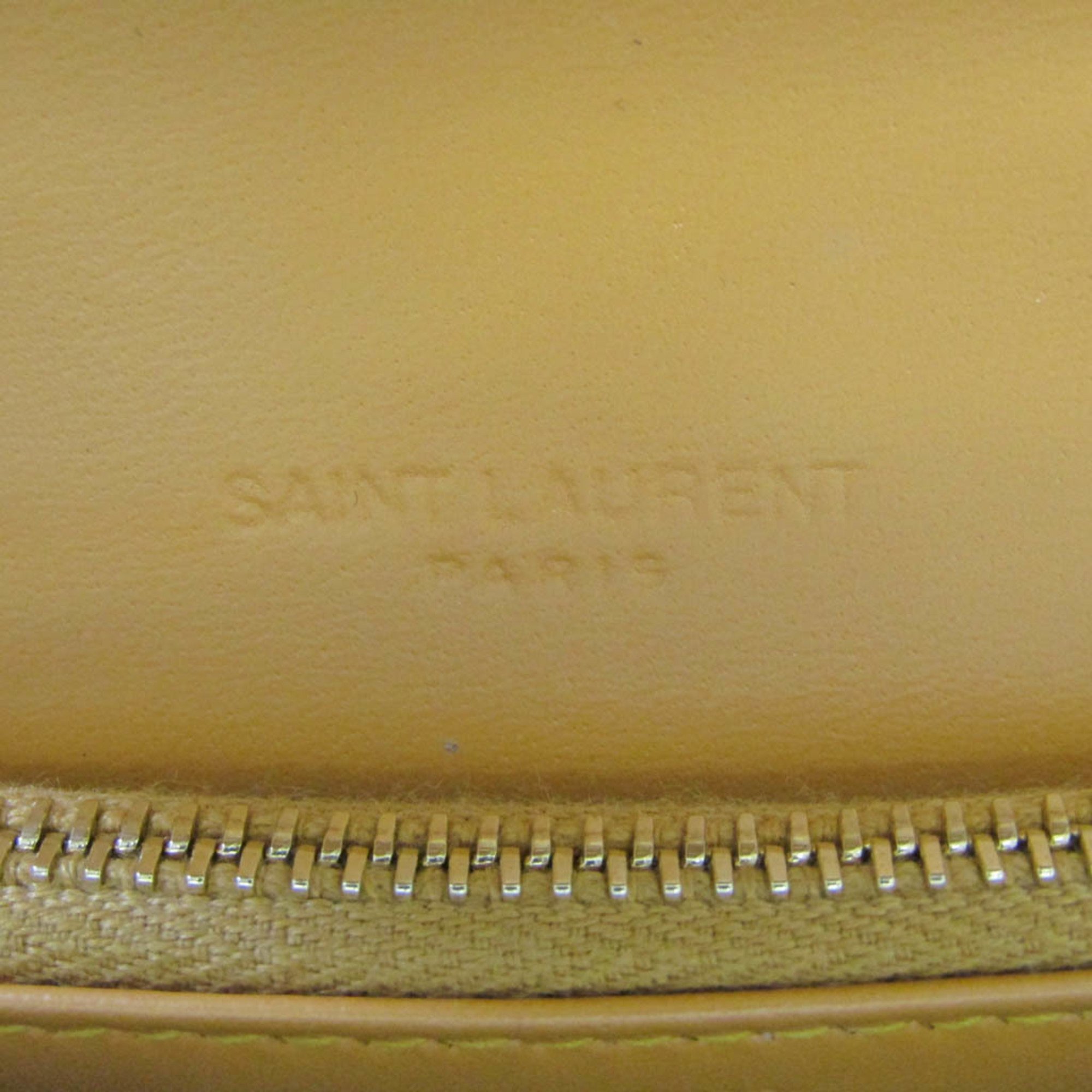 Saint Laurent 635219 Women's Leather Chain/Shoulder Wallet Beige Brown