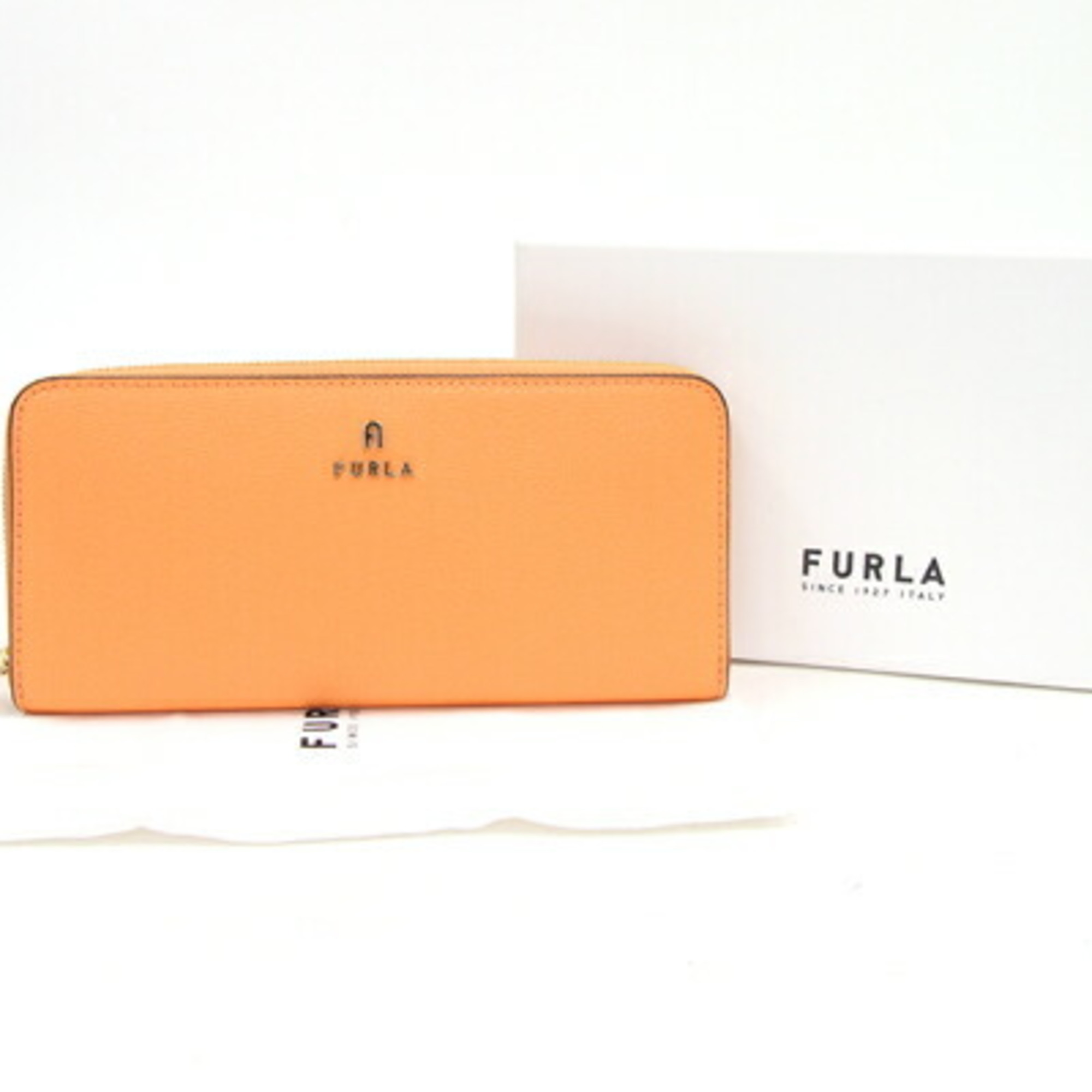 Furla Round Long Wallet Magnolia XL Zip Around WP00192 Orange Leather Women's FURLA