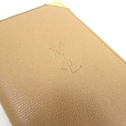 Yves Saint Laurent Card Case Beige Leather Business Holder Ladies YSL YVES SAINT LAURENT