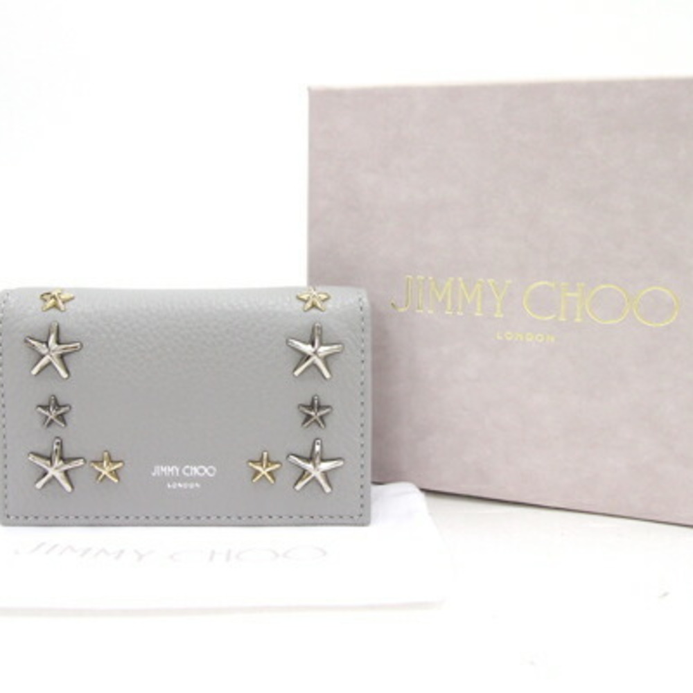 Star card holder in leather with studs