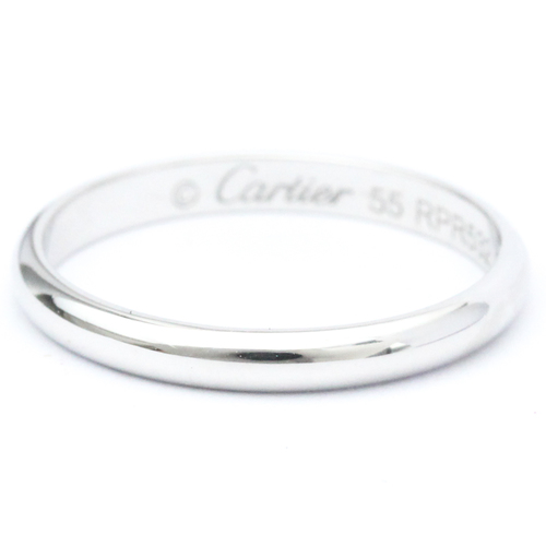 Cartier 1895 Wedding Ring Platinum Fashion No Stone Band Ring Silver