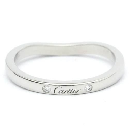 Cartier Ballerina Curve Ring B4092952 Platinum Diamond Band Ring Silver