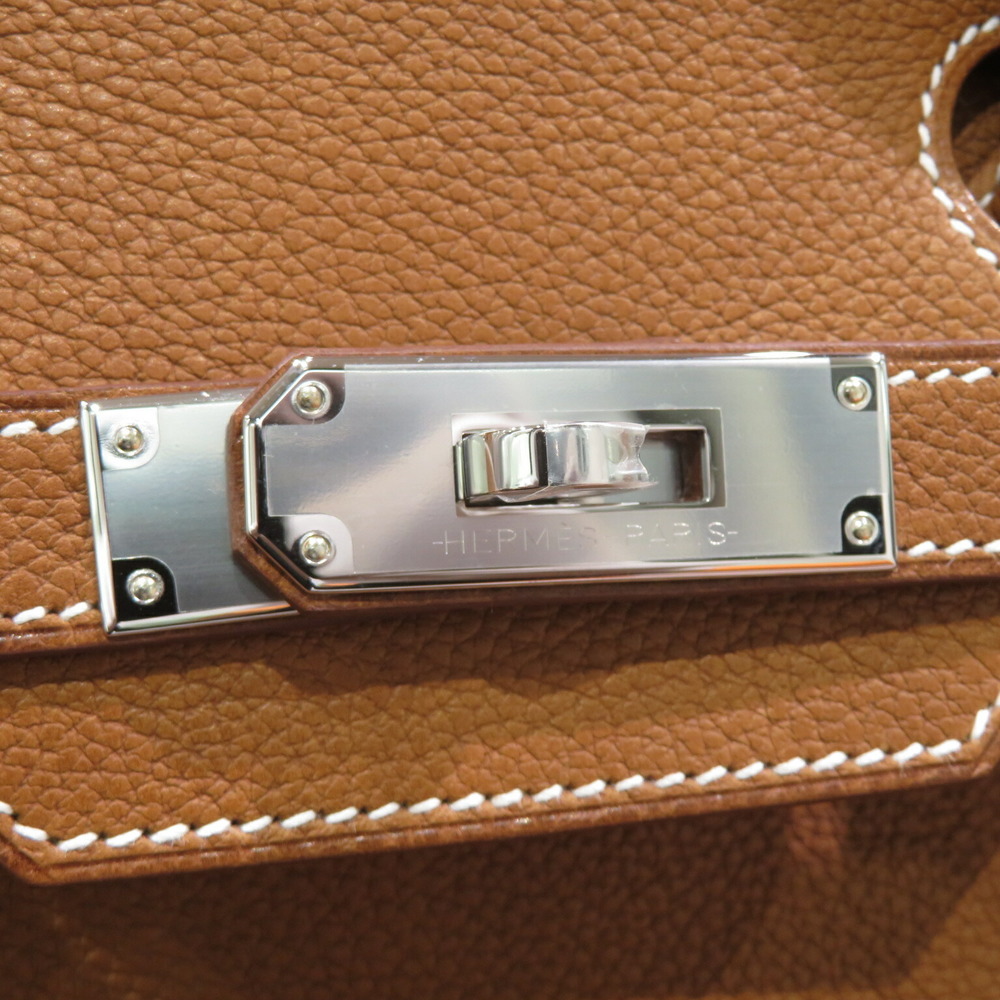 HERMES Birkin 35 Handbag Fauve SV Hardware Barenia Faubourg B Engraved  Women's Men's Bag