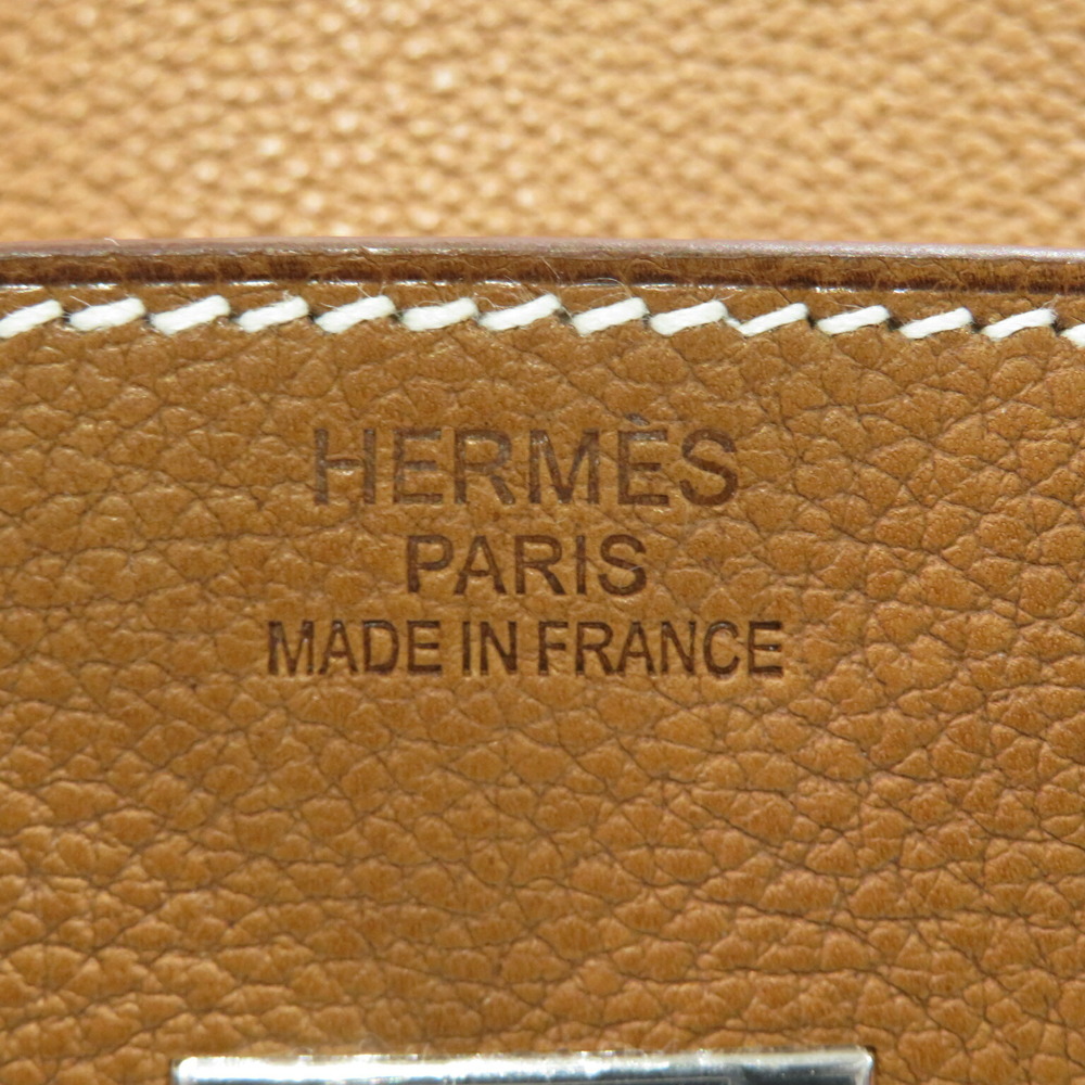 HERMES Birkin 35 Handbag Fauve SV Hardware Barenia Faubourg B Engraved  Women's Men's Bag