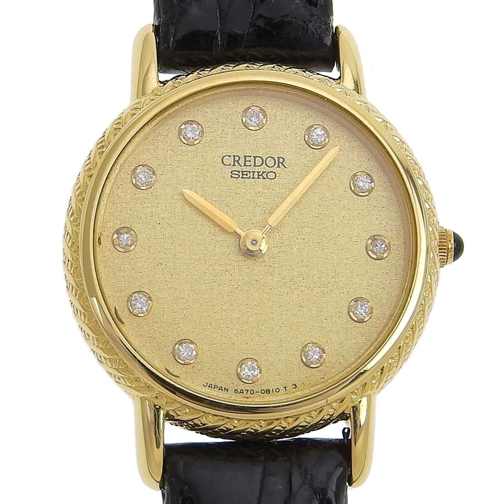 SEIKO Credor Ladies Quartz Battery Watch 12P Diamond Gold Dial GTWE012 5A70  0400 | eLADY Globazone