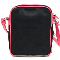 Salvatore Ferragamo Ferragamo Shoulder Bag Vara 21C158 Black Pink Nylon Leather Pochette Ladies Ribbon Salvatore