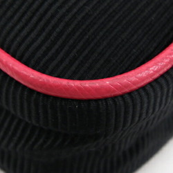 Salvatore Ferragamo Ferragamo Shoulder Bag Vara 21C158 Black Pink Nylon Leather Pochette Ladies Ribbon Salvatore