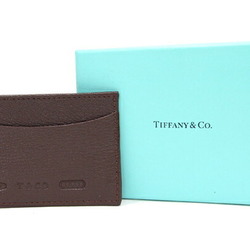 Tiffany Card Case Dark Brown Leather Holder Business for Women Men TIFFANY&Co