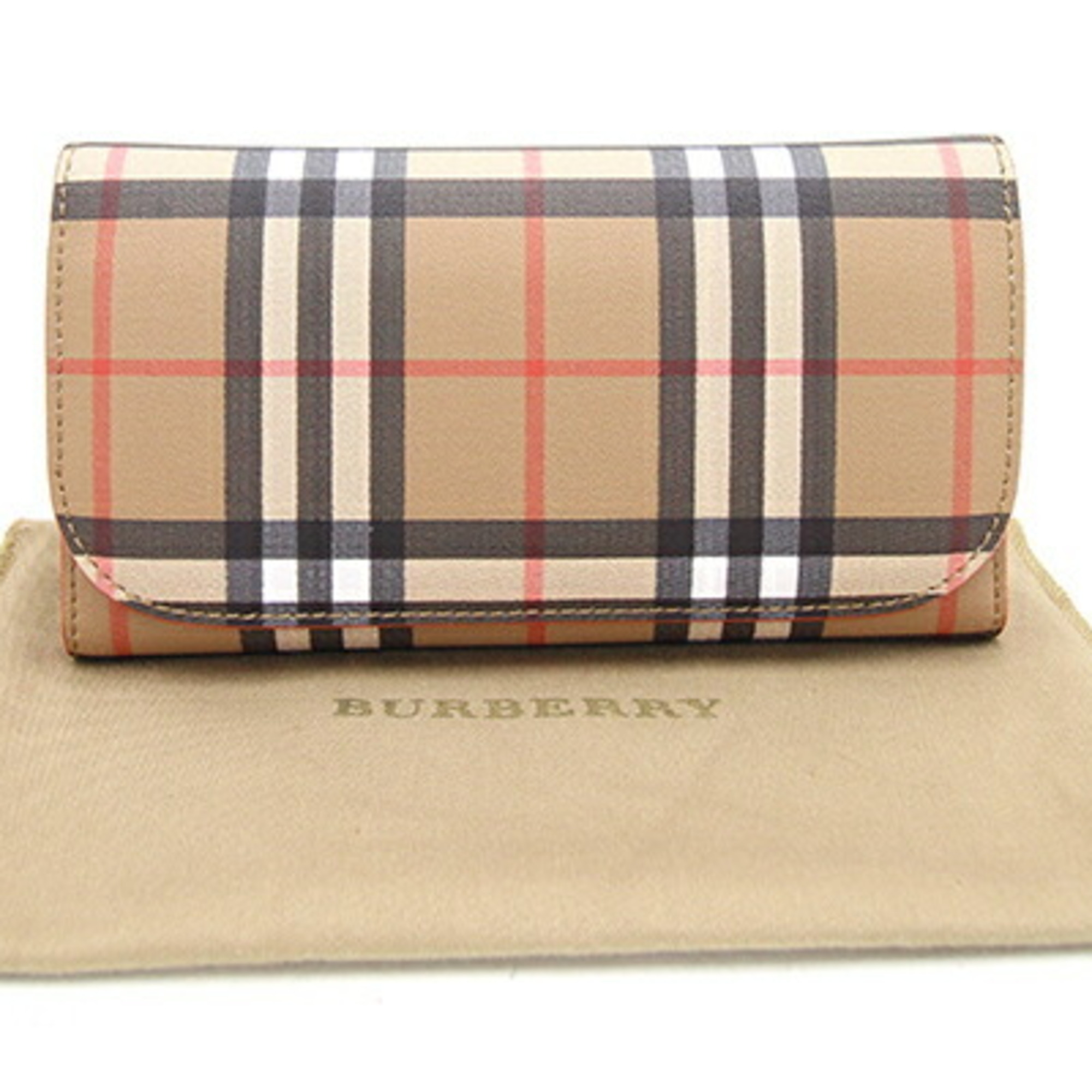 Burberry Trifold Long Wallet Beige PVC Leather Ladies Nova Check BURBERRY