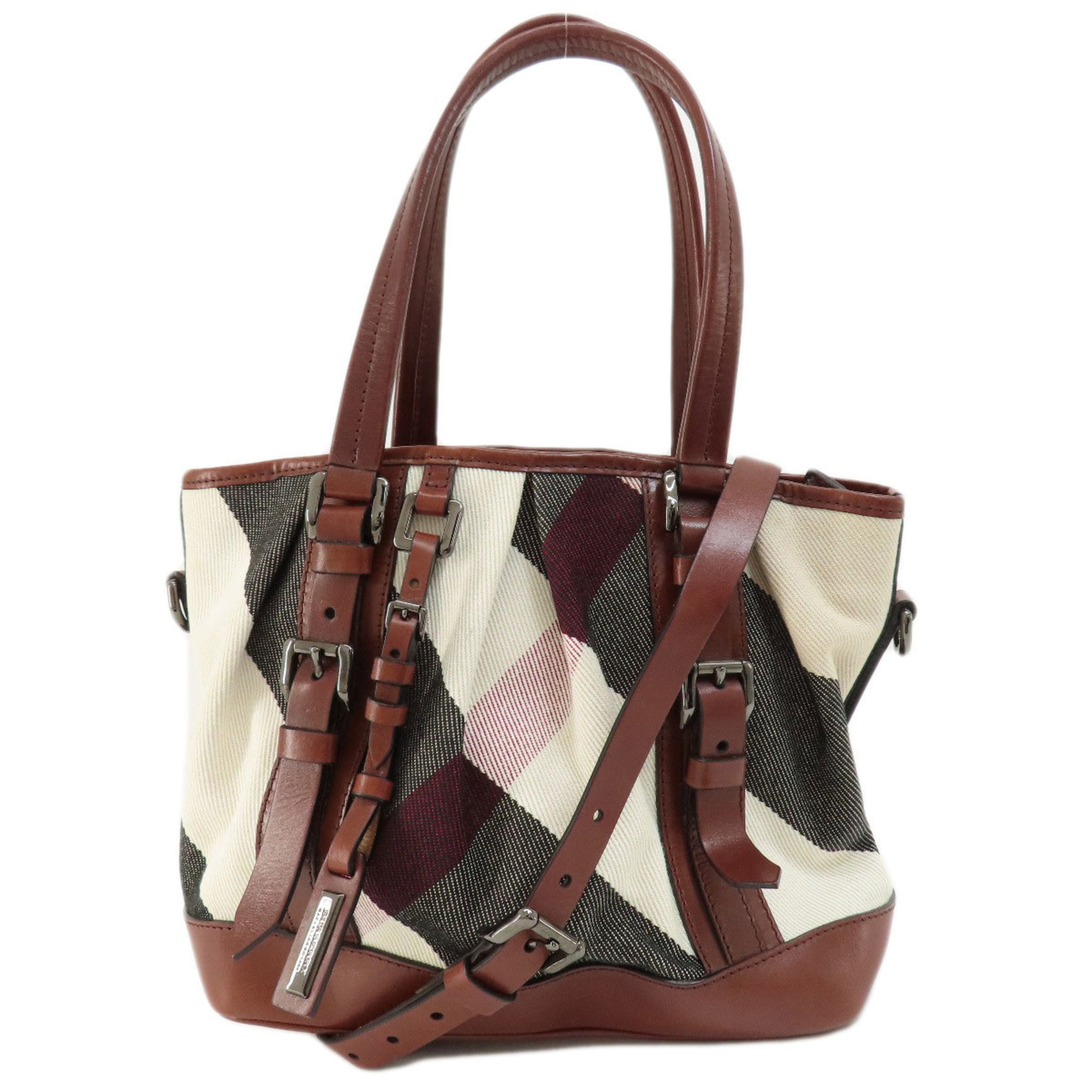 Burberry Check Pattern Tote Bag Canvas Women's BURBERRY